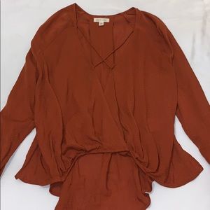 Long sleeve deep V blouse - NWOT